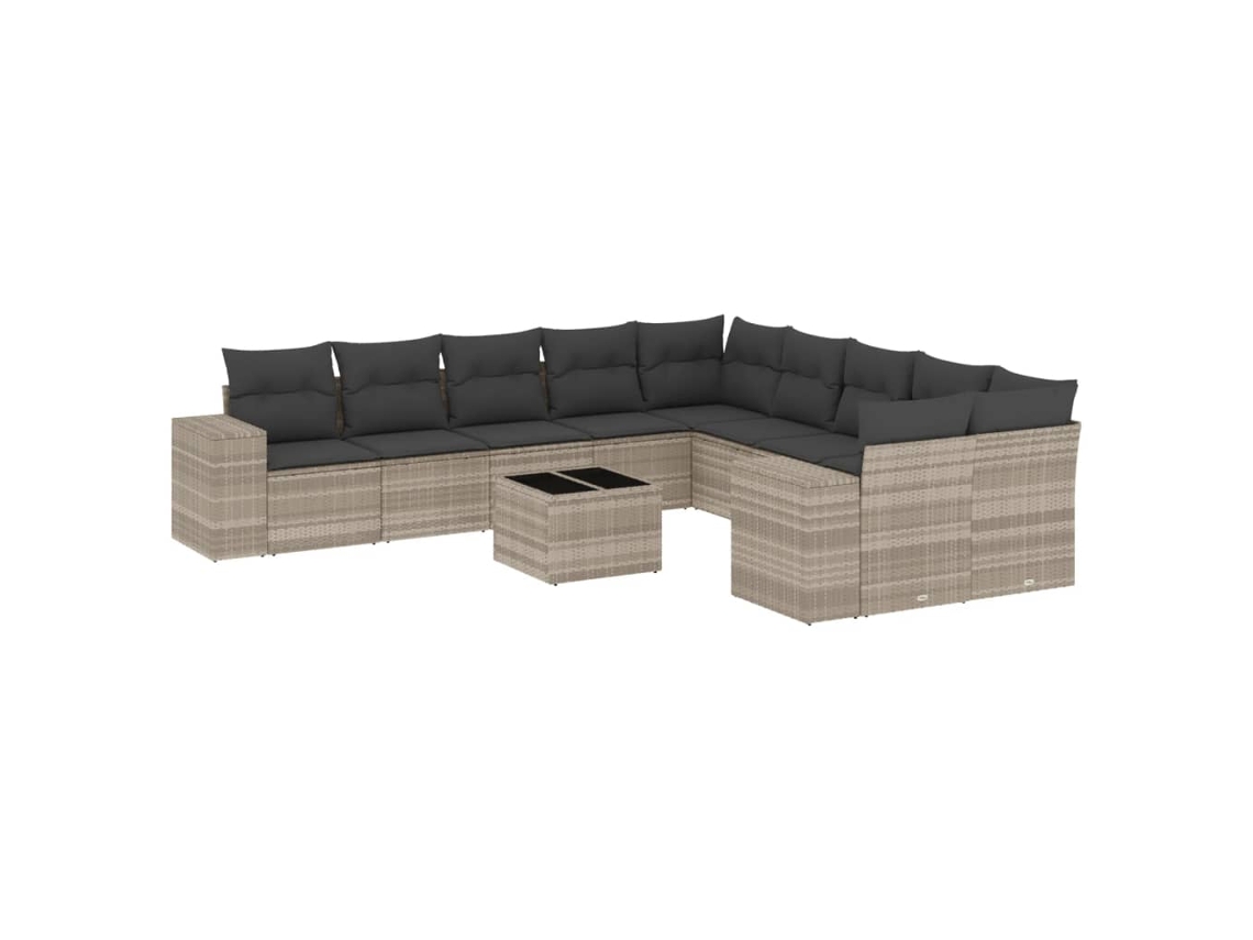 Conjunto de 11 Sofás de Jardim com Almofadões Vime Pe Cinzento MAISON EXCLUSIVE