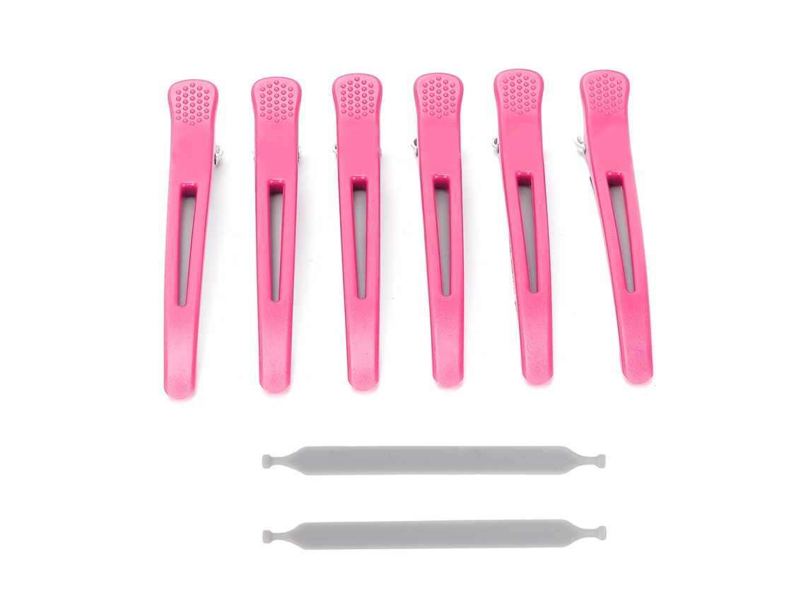 2026 6pcs Pinzas de Pelo Profesionales Antideslizantes de Pico de Pato para Cortar Y Estilar El Cabello (rojo Rosa)