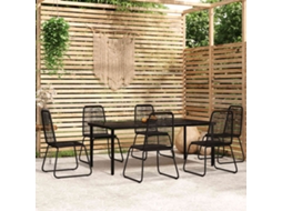 Vidaxl 7 Pcs Conjunto De Jantar Para Jardim Preto