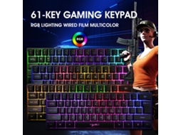 Teclado Gamer Com Fio Hxsj V700 Rgb Com 61 Teclas Com Ajuste De Volume/iluminação Plug And Play