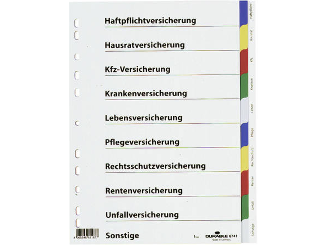 Separador DURABLE 6741-27 Multicor (A4)