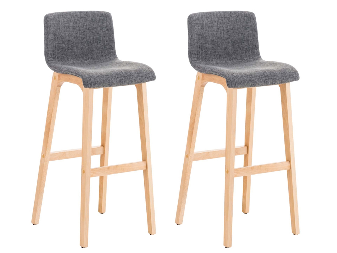 Conjunto de 2 bancos de bar Hover tecido Natura cinza claro CLP