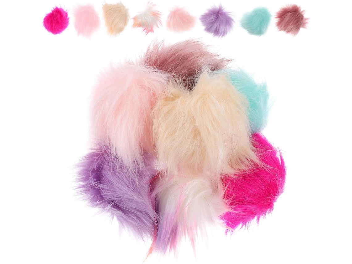 Conjunto De 16 Pompons De Lã Artificial Para Embalagens E Chapéus.
