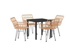 Conjunto 5 Conjunto De Jantar Para Exterior Vidaxl Castanho Vime Pe (80 X 80 X 73 Cm)