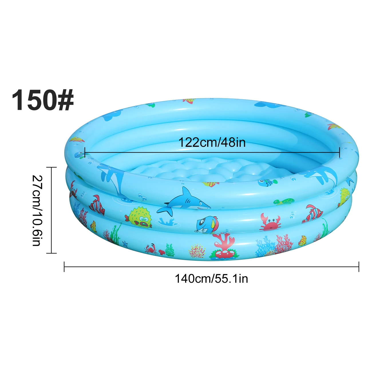 (azul, 150) Piscina Inflável Redonda, Feita De Pvc Espesso, Piscina Rasa Para Uso Externo No Verão.