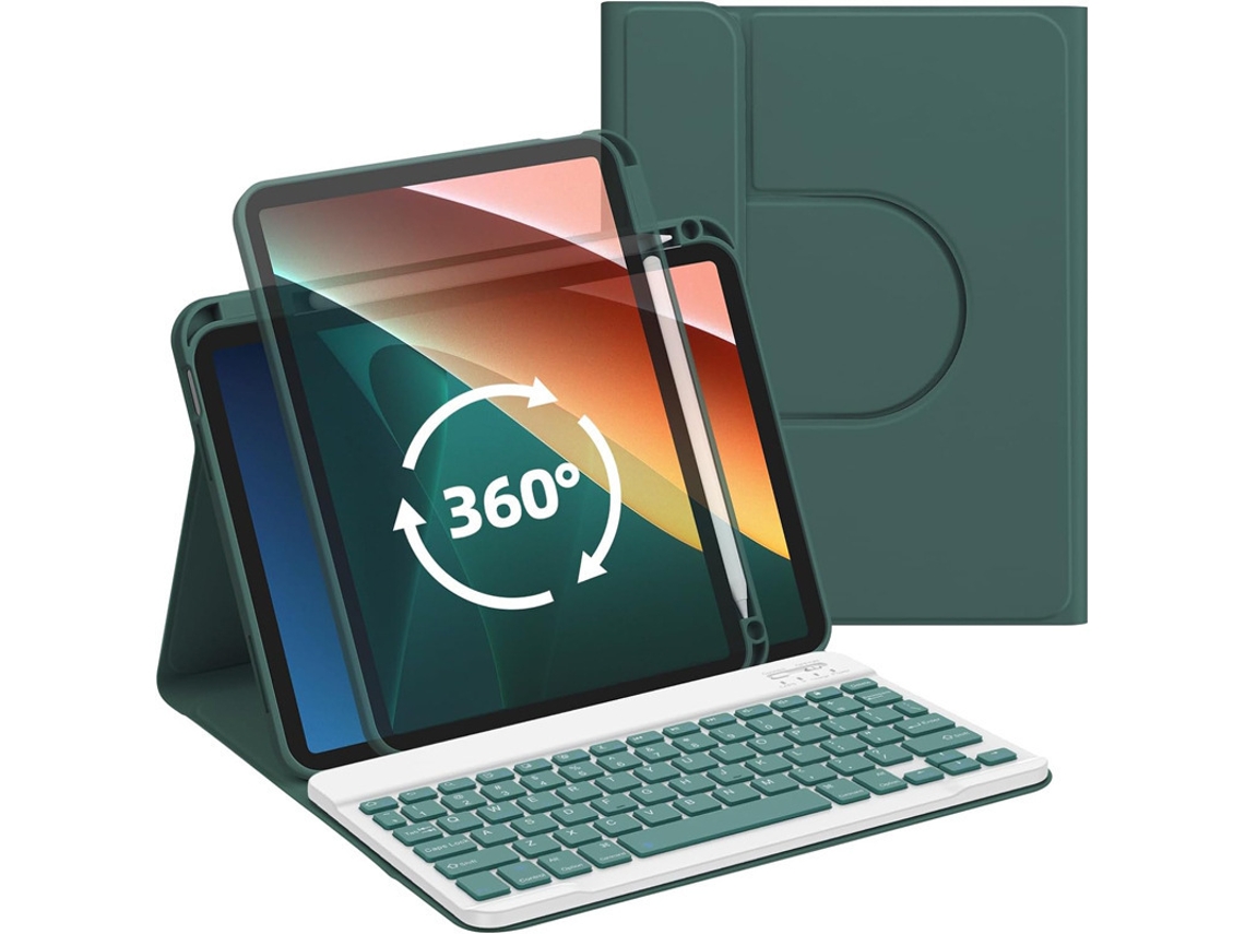 Capa Com Teclado Bluetooth Para Ipad 7/8/9/10,2 Polegadas Caneta Stylus Não Incluída (português-verde)