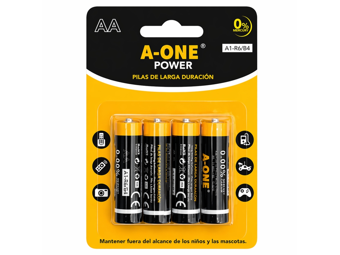 Pack 4 X Pilhas Aa Alcalinas Longa Duração Duracell A1-r6 Preto + Laranja