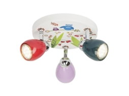 Luminária de Teto Infantil Led BRILLIANT com 3 Luzes Pássaros Padrão Natural Diâmetro 31 Cm Gu10 3W Branco