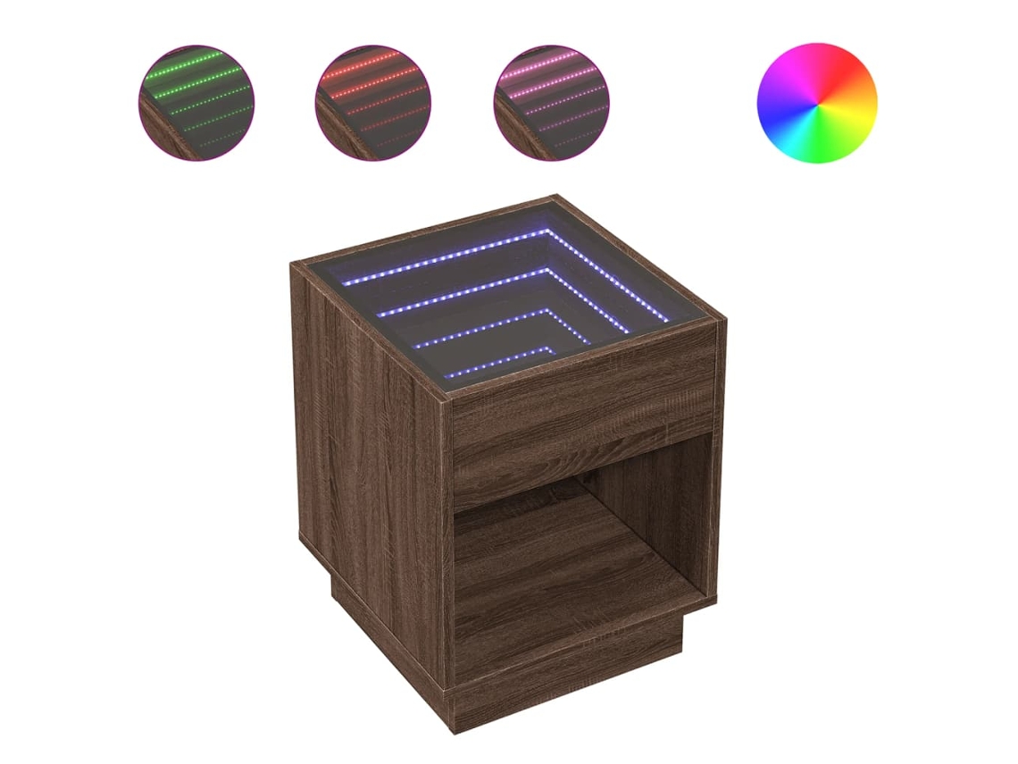 Bedside Table, Bedside Tables Vidaxl Marrom Madeira Processada (40 X 40 X 50 Cm)