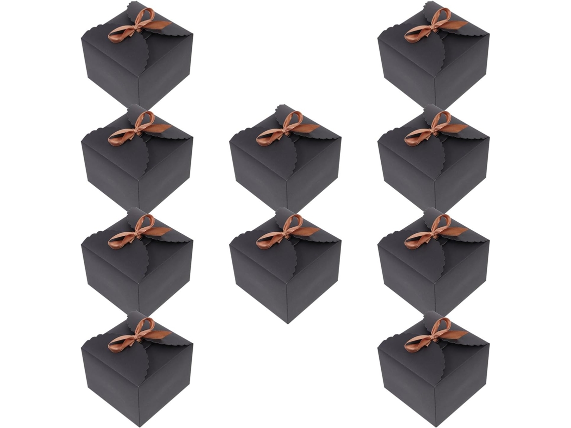 Jojofuny 10-caixas Portáteis De Papel Preto E Poliéster Para Bolos Com Fita, Ideais Para Embalar Sobremesas Delicadas E