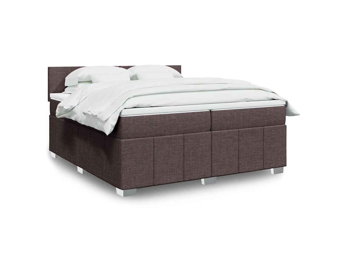 Vidaxl Cama Com Molas/colchão 200x200 Cm Tecido Castanho-escuro