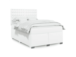 Cama Com Molas/colchão 140x200 Cm Couro Artificial Branco