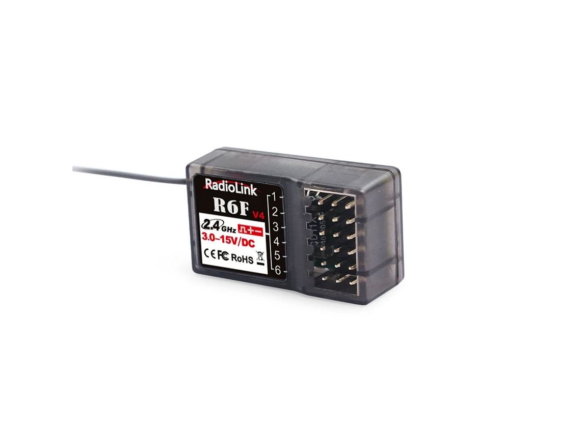 Receptor de Longo Alcance Radiolink R6f V4 2.4ghz 6ch Fhss para Carro Rc, Barco e Transmissor de Rádio Rc6gs V2/rc4gs V2/t8fb/t8s MDUG