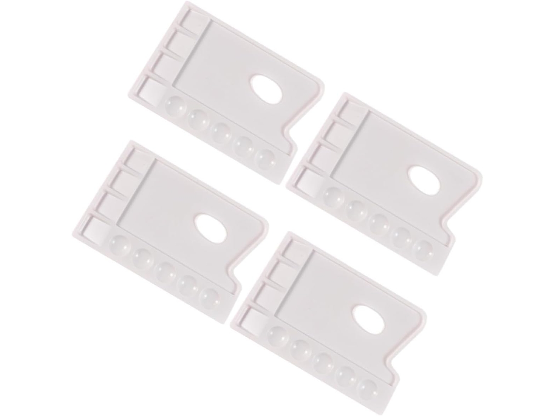 Paleta De Pintura De Plástico Branco Com 4 Peças E 9 Compartimentos.