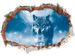 Adesivos Muraux 3d Trou Cassé Arctic Snow Wolf Poster Mural Decoração De Quarto No Sofá Para Salão De Crianças