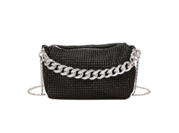 Bolso De Noche Con Piedras Brillantes Para Fiesta De Carnaval Bolsa De Hombro Underarm Negro