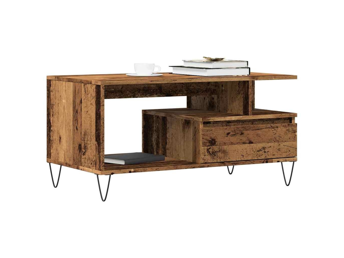 Vidaxl Mesa De Centro 90x49x45 Cm Derivados De Madeira Madeira Velha