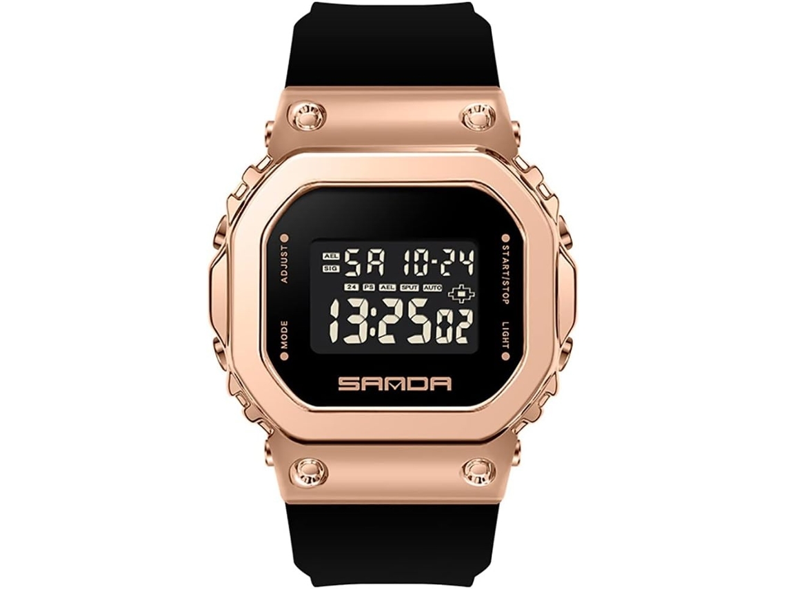 Lurelia Relógio Digital, Movimento De Quartzo, Visor Digital, Cronómetro, Alarme, Data/calendário, 12/24h, Luminoso, Aço Inoxidável, Tpu, Prata