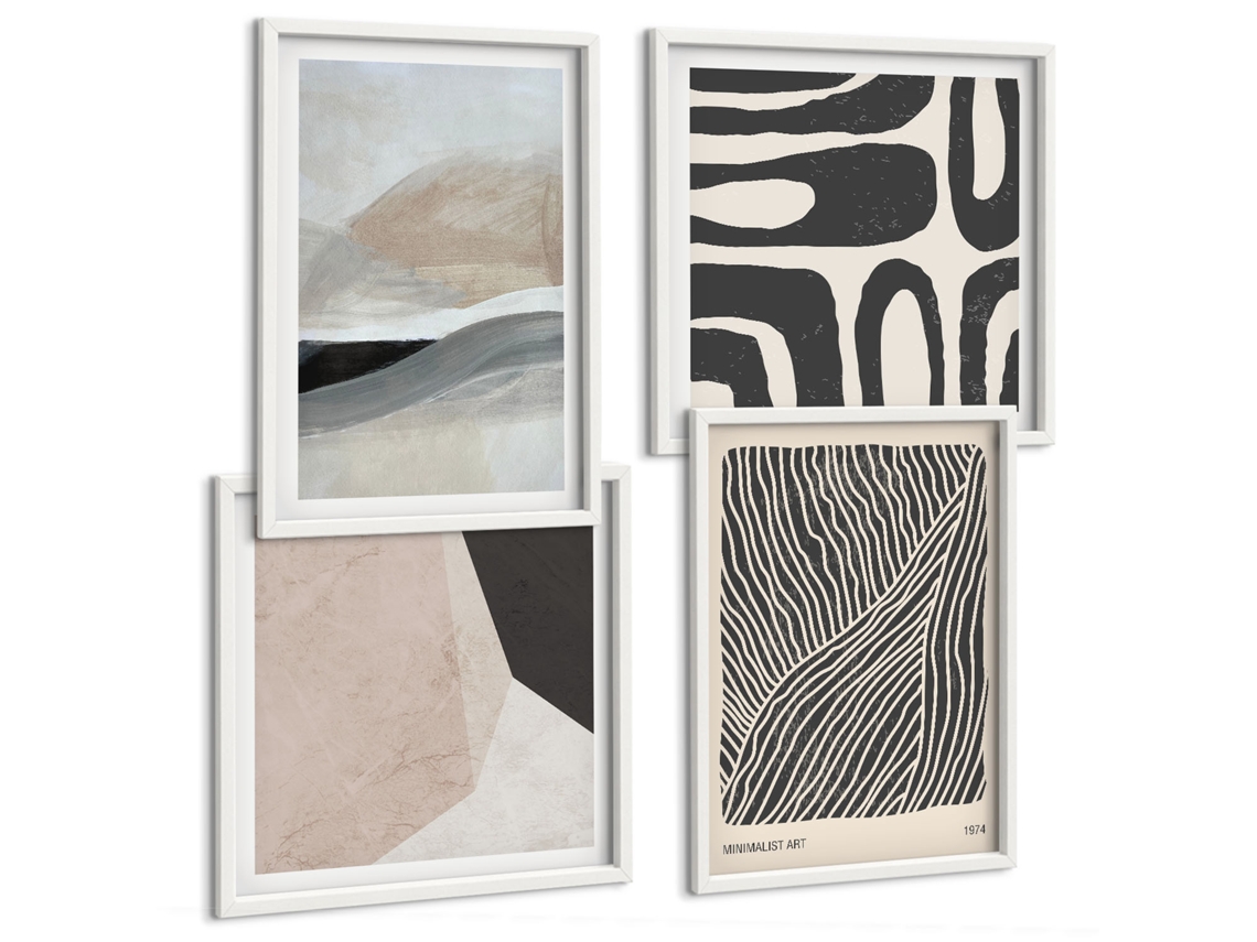 Composição De Quadros Composições De Plantas Em Estilo Boho Moldura Branca Imagens Para Um Quarto Infantil Espelharte (conjunto De 4 Imagens)