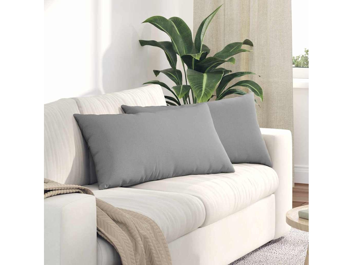 Vidaxl Travesseiros De Sofá 2 Unid. Tecido Cinza Nuvem 80 X 40 Cm