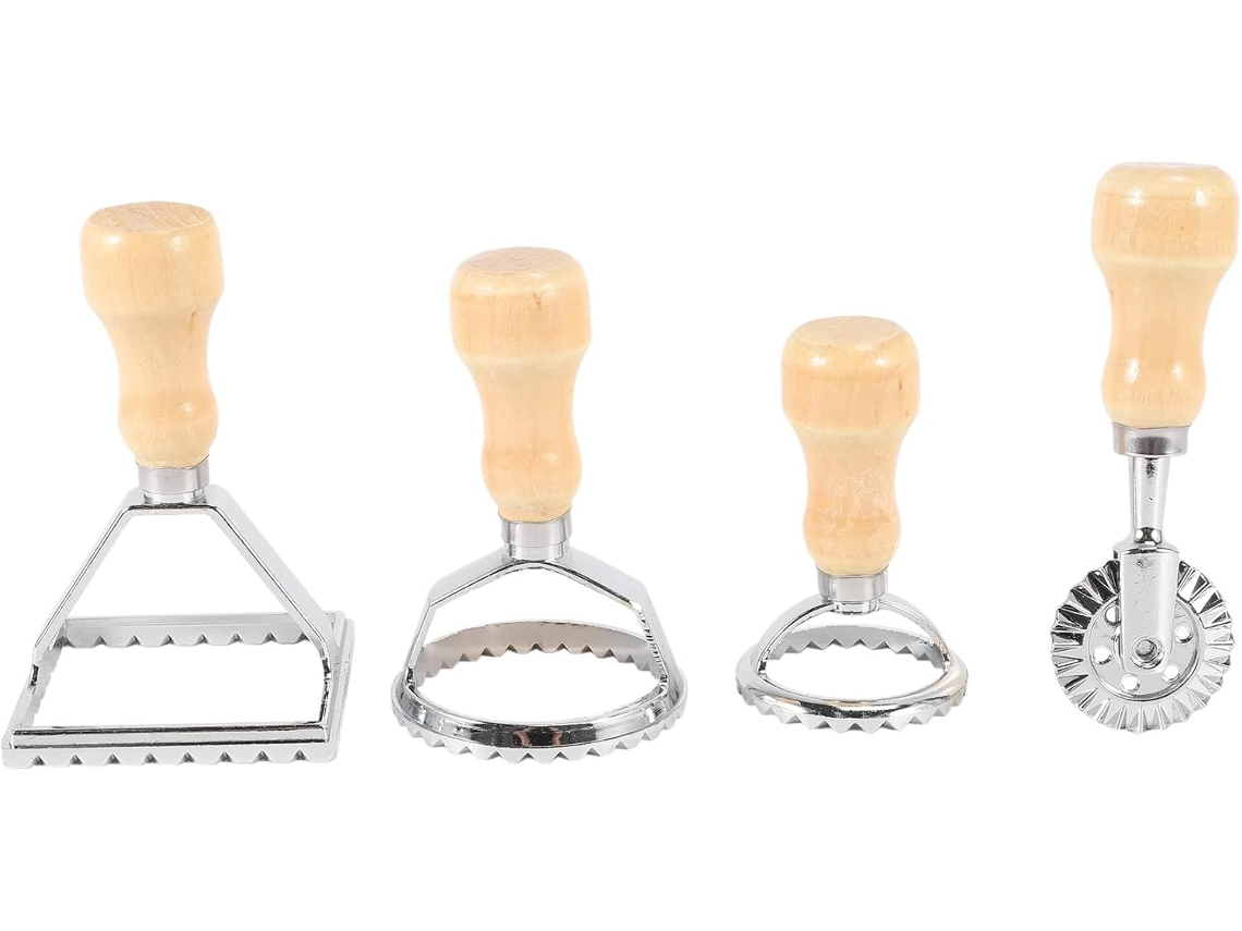 Conjunto De Cortador E Carimbo Para Ravioli Com Cabo De Madeira Para Ravioli, Massa, Nhoque E Lasa Gokoco