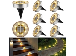 Kit com 2 luminárias solares de solo AQUAFORGE com 8 Leds, branco quente, ip65 à prova d'água para jardim e gramado