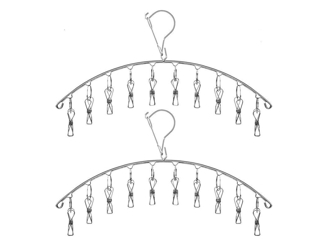 Porta-rolos de aço inoxidável com 10 pinças, antivento, para roupas pequenas
