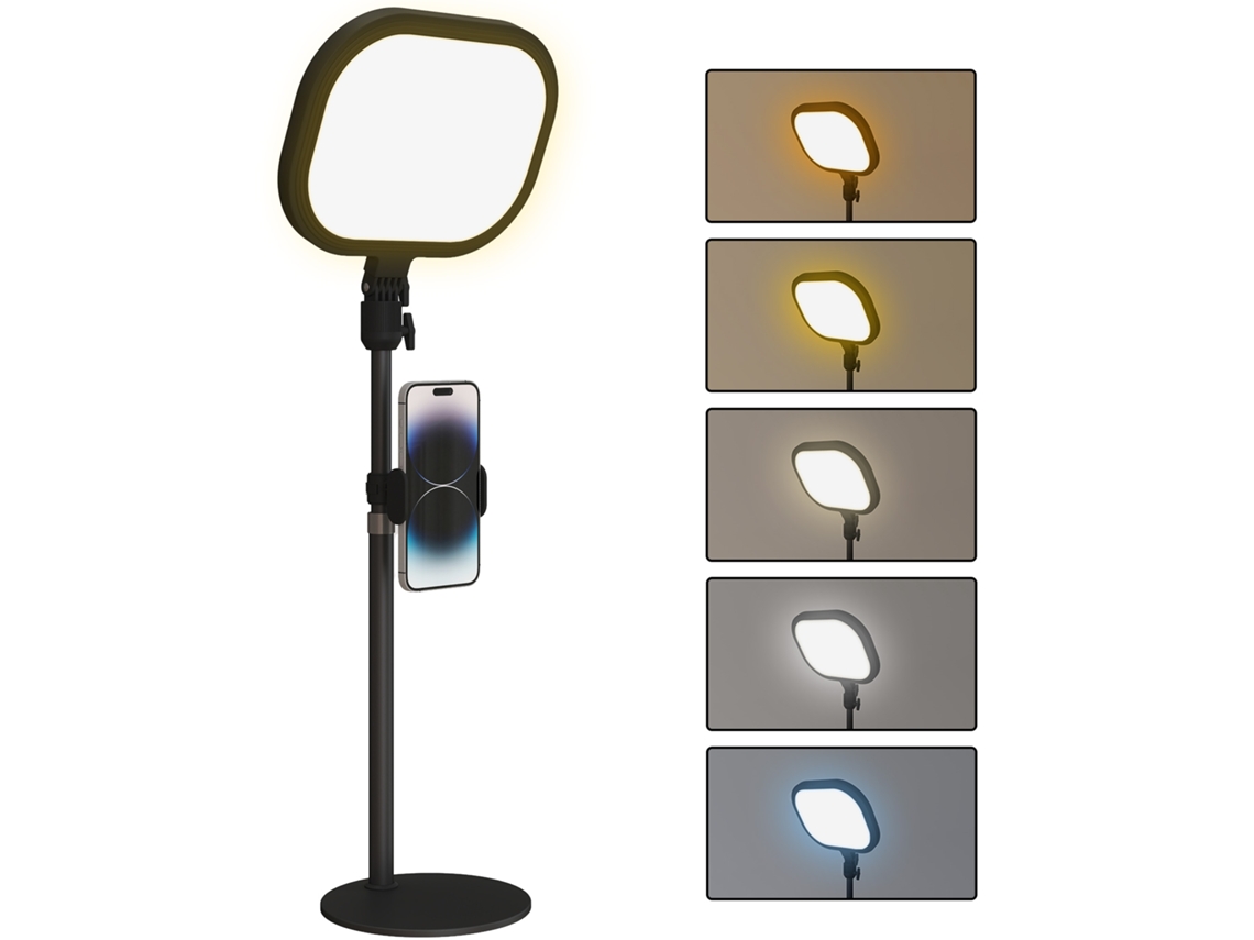 Luminária de Mesa Led Dimerizável com 5 Modos de Cor, 10 Níveis de Brilho, Porta Usb, Temporizador e Suporte para Celular Preta ZENCORE SERVICES