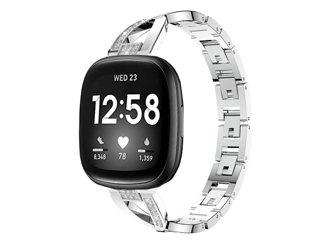 Bracelete Fitbit by Google Sense 2 Pulseira aço diamond Silver