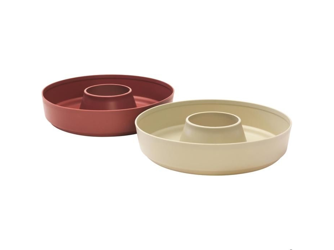 Forma De Silicone Omnia Conjunto De 2 Bege E Bordô Ø 22,5 Cm Compatível Com Micro Ondas
