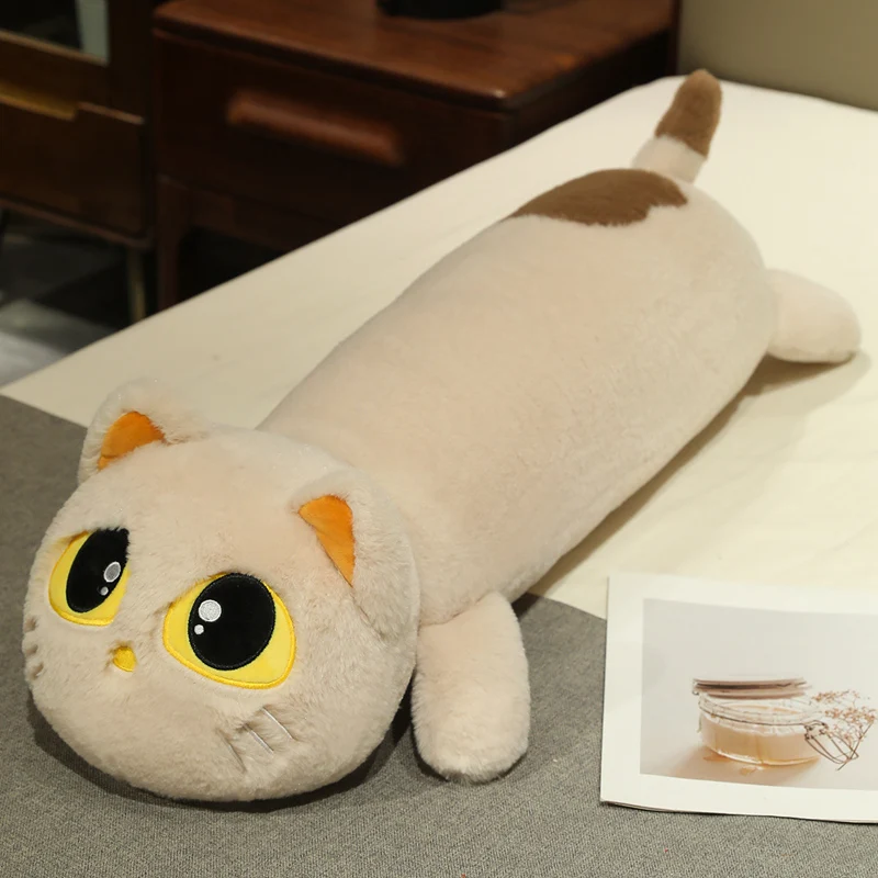 Almofada Decorativa Grande para Adultos em Formato de Gato, Macia e Confortável. MDUG (marrom Claro, 110 Cm)