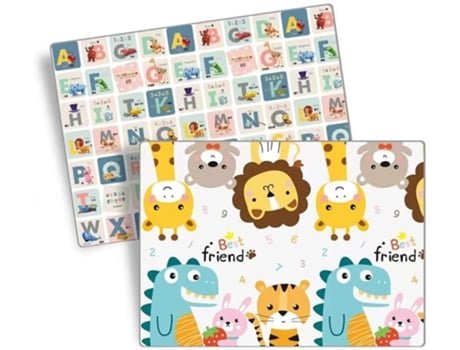 Tapete de brincar para bebês Ubaby, acolchoado, dobrável, antiderrapante e à prova d'água, com estampa de amigos do alfabeto, 200x180x1 cm