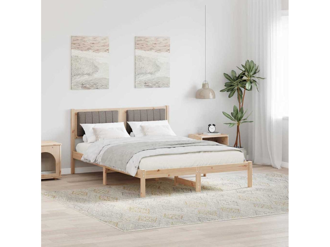 Vidaxl Estrutura de Cama com Cabeceira Estofada Cinzento acastanhado