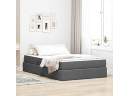 Vidaxl Cama com Arrumação e Colchão Cinza Escuro 120 X 200 Cm
