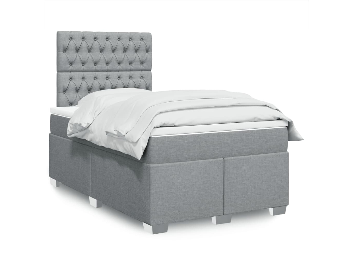 Vidaxl Cama Boxspring Com Colchão 120x190 Cm Tecido Cinzento-claro