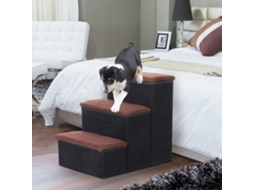 Escada De 3 Degraus Dobrável Com Tampa E Espaço Armazen. Cães Gatos Pequenos Para Cama Sofá 40x54x48cm Preto