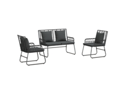 Conjunto 3 Móveis De Jardim Vidaxl Preto Vime Pe (113 X 69 X 83 Cm)