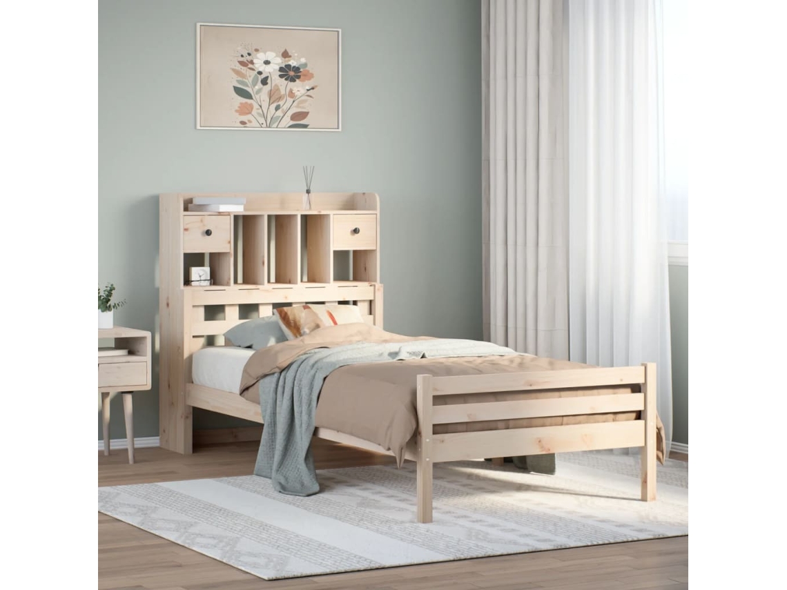 Cama Com Estante Sem Colchão 90x200 Cm Pinho Maciço