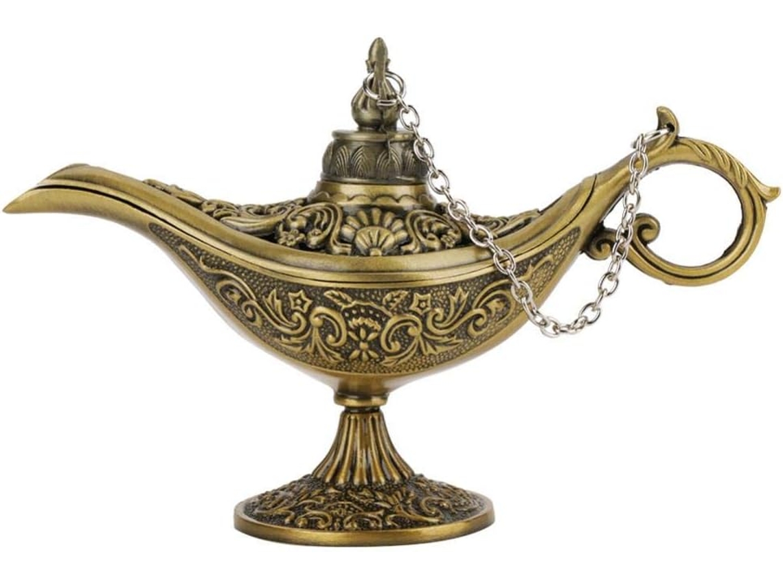 Hilitand Metall Geschnitzte Aladdin Lampe Magie Vintage Home Tee Öl Topf Arabische Kunst Handwerk Geschenk Seltene Retro Legende Farbe Aladdin Genie