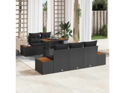 Vidaxl Conjunto De Sofá De Jardim 6 Unid. Preto E Marrom