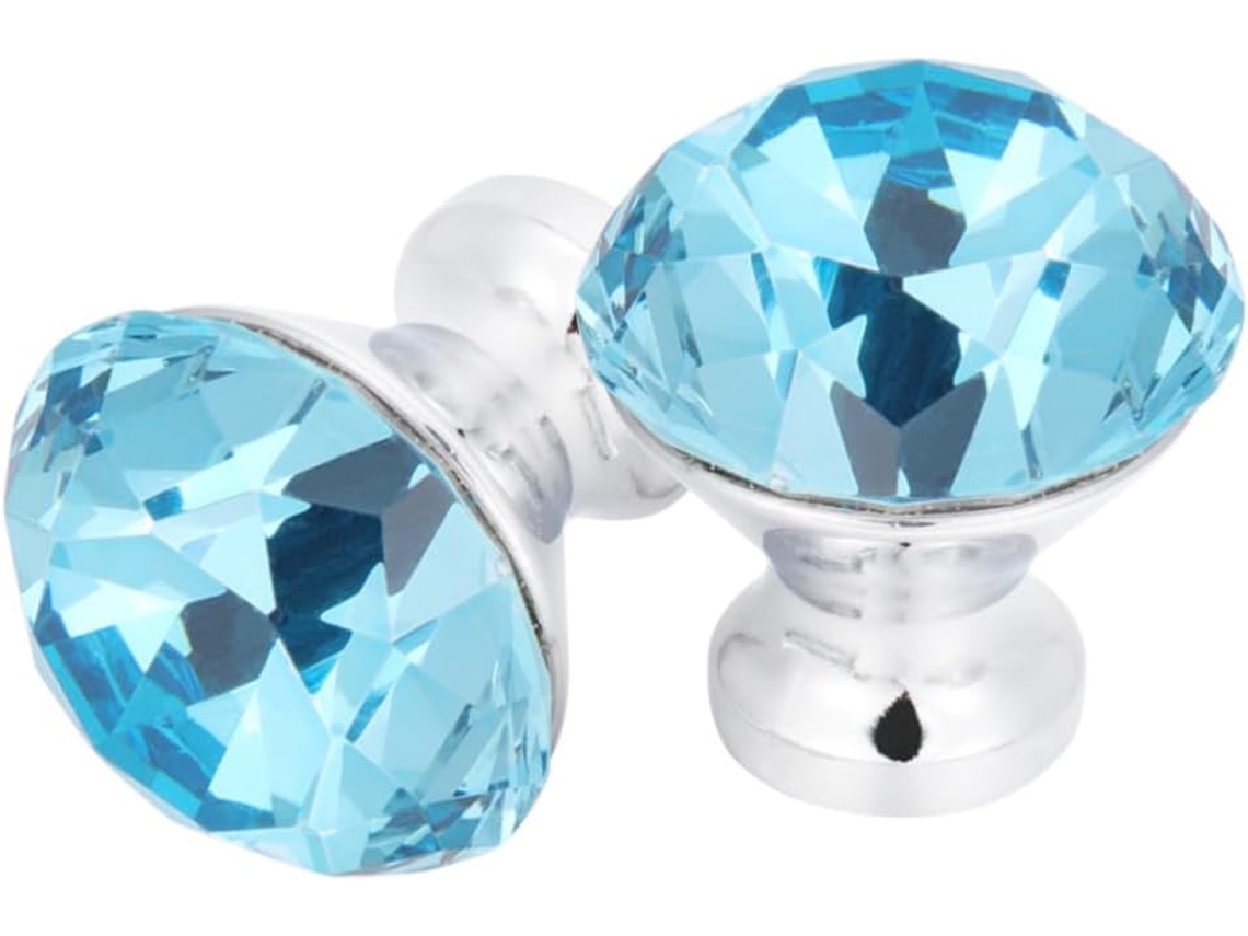 Puxador De Cristal Homoyoyo, Conjunto De 2 Peças, Para Porta De Armário Ou Gaveta, Com Furo Único, Na Cor Cristal Azul