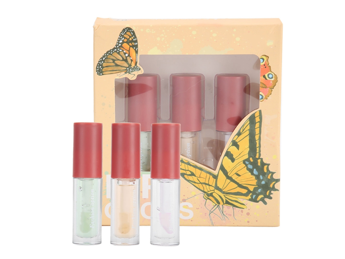 3pcs Bálsamo Labial Hidratante Suave Nutritivo Brilho Labial Ferramenta De Maquiagem Líquida