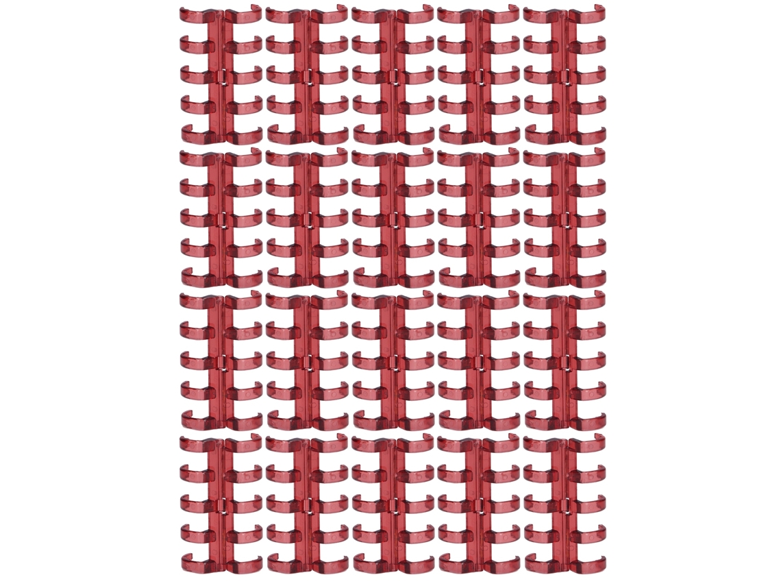 Anéis de Encadeamento 20 Peças Design Segmentado 11mm para 60 Folhas Clips Plásticos Porosos Materiais de Escritório Vermelho