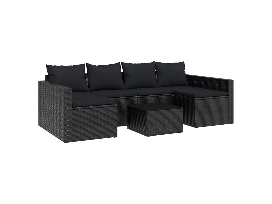 Maison Exclusive - 2 Pcs Conjunto Lounge De Jardim C/ Almofadões Vime Pe Preto