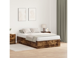 Cama Com Armazenamento Em Carvalho Fumado 120x190 Cm
