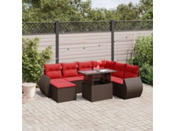 Vidaxl Conjunto De Sofá De Jardim Com 8 Peças E Almofadas Em Rattan Sintético Marrom