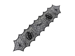 Toalha De Mesa De Halloween Com Renda Preta E Estampa De Teia De Aranha, 46x183cm, Personalizada Em Tecido Para Decoração De Mesa Na Sala De Estar.