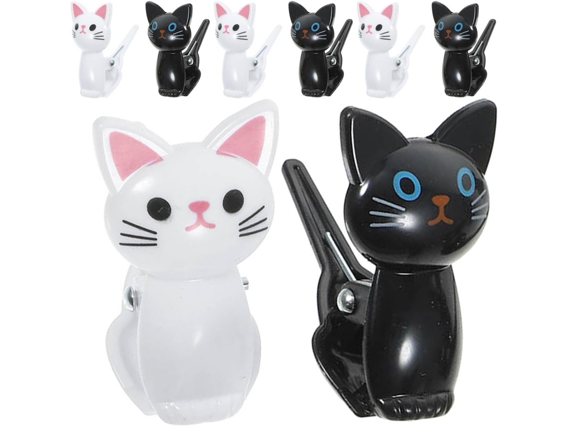 Favomoto Conjunto de 8 clipes Vedação Com Design Gato Fofo para Descritório, Ideais Para Mainter Lanches y Foods