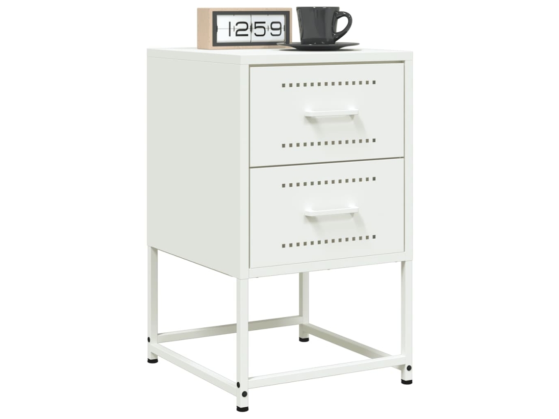 Vidaxl Mesas De Cabeceira 2 Pcs 36x39x60,5 Cm Aço Branco