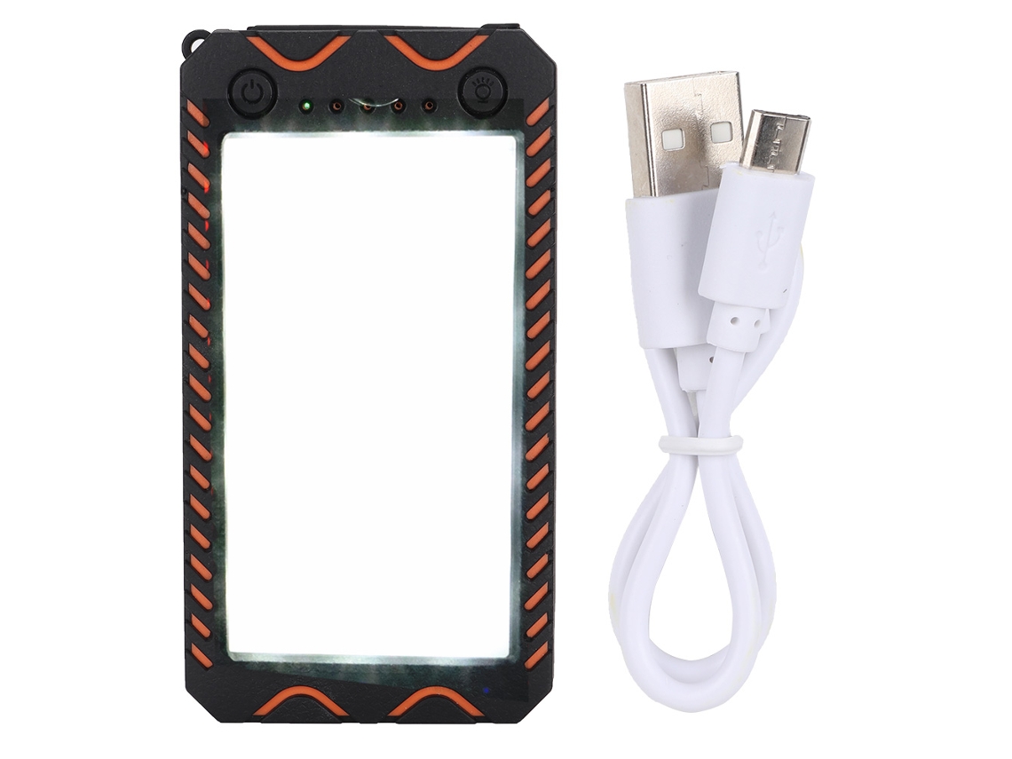 Aetheria banco de Energia Solar 10000mah com Lanterna Led Bússola e Saída Usb Dupla Portátil